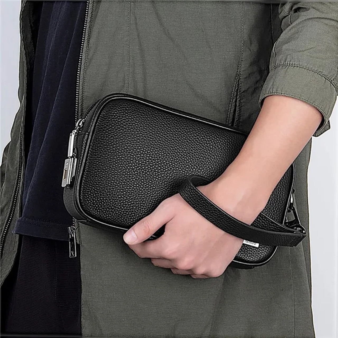 Fingerprint Lock Leather Handbag